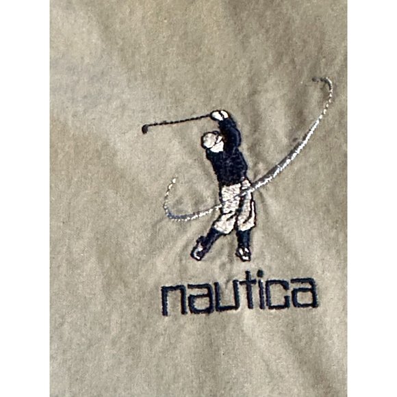 Vintage Nautica Reversible Men Khaki Navy Blue Golf Pattern lightweight sz L 90s - Picture 5 of 14